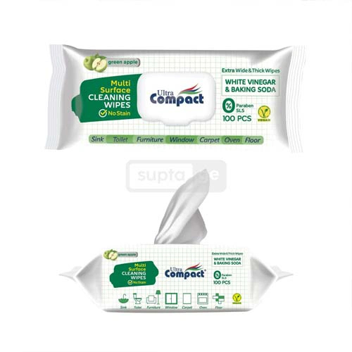 COMPACT-კომპაქტი უნივესალური საწმენდი ერთჯერადი სველი ტილოები 100ც